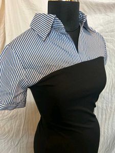 Littlebox Striped Collar Bodycon Dress