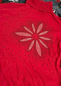 Red Turtleneck Top