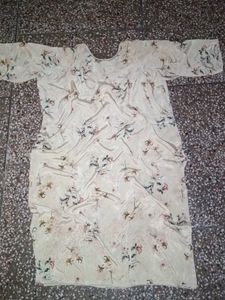 Cream Print Suit Set With Dupatta