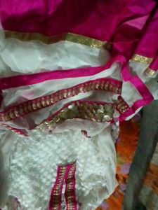 Pink & Gold Embellished Frock Suit With Dupatta