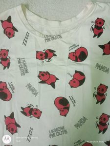 white tshirt cute panda printed