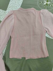 Pink Puff Sleeve Cropped top