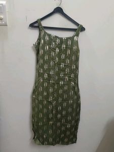 Green Golden Print Kurta