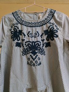 Striped Embroidered Blouse