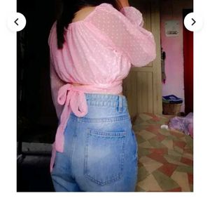Pink Sheer Crop Top