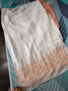 Orange &amp; Cream Kurti With Leggings