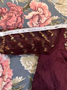 Elegant Maroon Sequin Saree