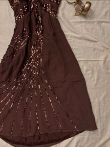 y2k Brown Sequin Halter Dress