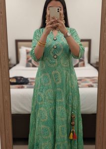 Diwali festive Printed Gown - Bandhani print