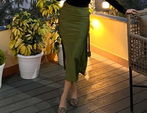 Savana Green Slit Skirt