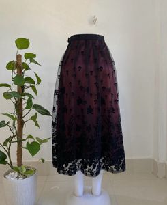 Multi layered Wine Long Skirt