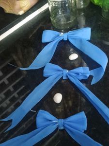 Handmade Blue Ribbon Hair Bows (3)