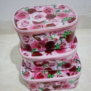 Floral 3-Piece Cosmetic Bag Set