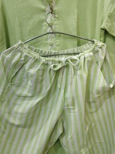 Green Kurta with Striped Bottom
