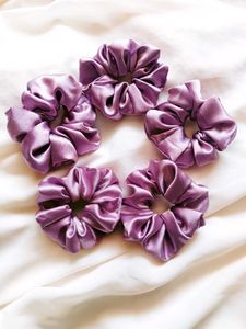 Handmade Scrunchies ( Lavendar ) ( Pack Of - 5 )