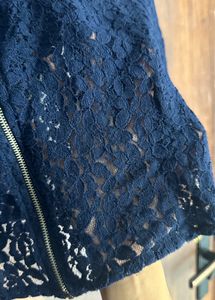 Navy Blue Lace Crop Top