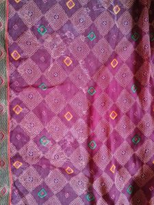 Purple Bandhani Print Saree