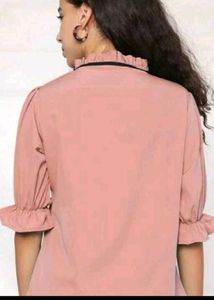 Elegant Pink Tie-Neck Top
