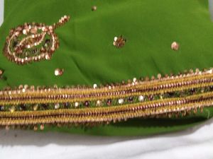 Green Embellished Fabric