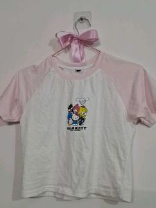 Baby Pink And White Sanrio Crop Top