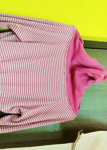 Pink Striped Hoodie Dress