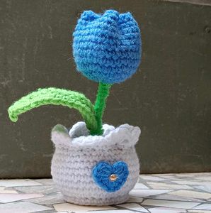 Crochet Handmade Tulip Flower Pot 🌷