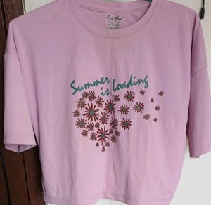 Crop Top T Shirt Lavender Color
