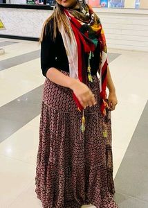 Very Long Full Flared Casual Skirt