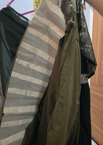 One-Shoulder Olive Green Gown