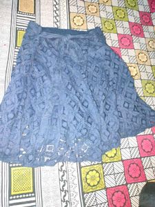 Navy Blue Lace Mini Skirt