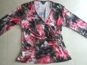 Party Wear Pink Flower Printed Top Size-M