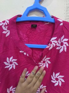 Pink Floral Print Kurta