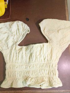 Cute Yellow Puff Sleeve Top from yousta