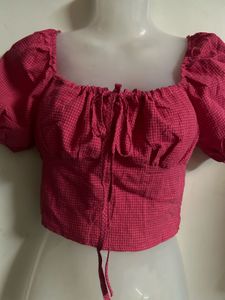 Cute Pink Gingham Crop Top