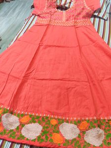 Coral Embroidered Dress - Beautiful Kurti
