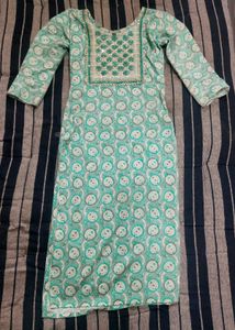Mint Green Printed Kurta Pant Set