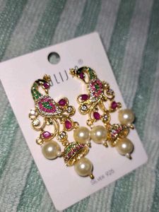 Peacock Pearl Drop Earrings