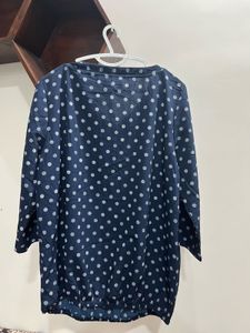 Navy Polka Dot Top