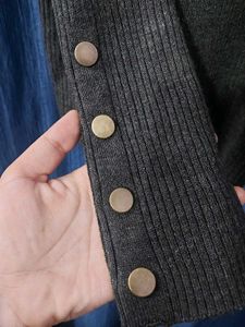 Gray Knit Button Sweater