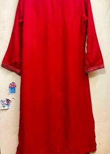 Women Red Full Sleeveless Pakistani Kurta