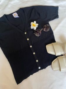 Black Button-Down Top