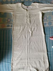 Off White Chikankari Kurta