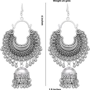 Oxidised Jewellery Combo. Chandbali And 3 Layered Jhumke