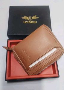 New Mens Tan Trendy Zipper Genuine Leather Wallet