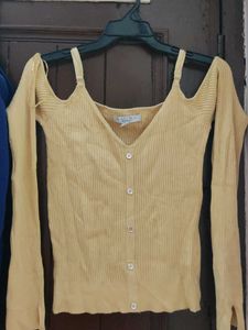 Beige Knit Top with Long Sleeves