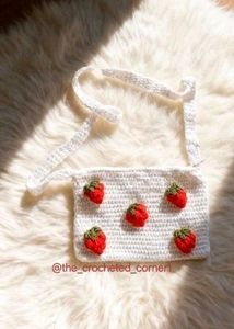 Crochet Strawberry sling Bag