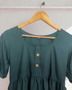 Emerald Green 3/4th sleeve skater dress