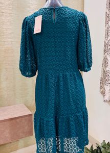 Teal Tiered Dress, With Inner Slip