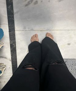 Urbanic Black Ribbed Straight Jeans