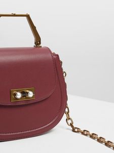 Charles &amp; Keith Burgundy Saddle Bag